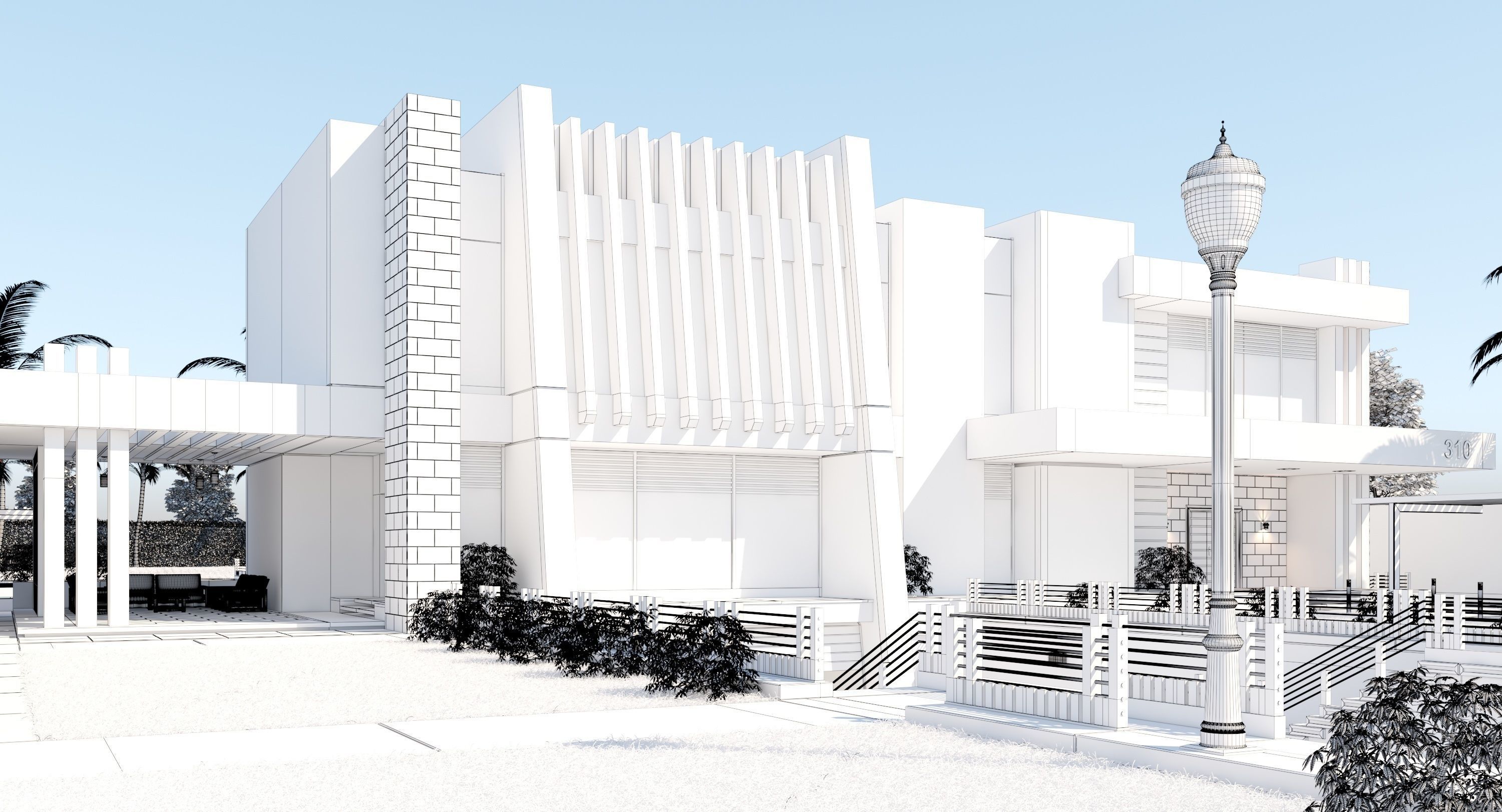 Modern House 01 - villa 3D model 3D model Free 3D model_11