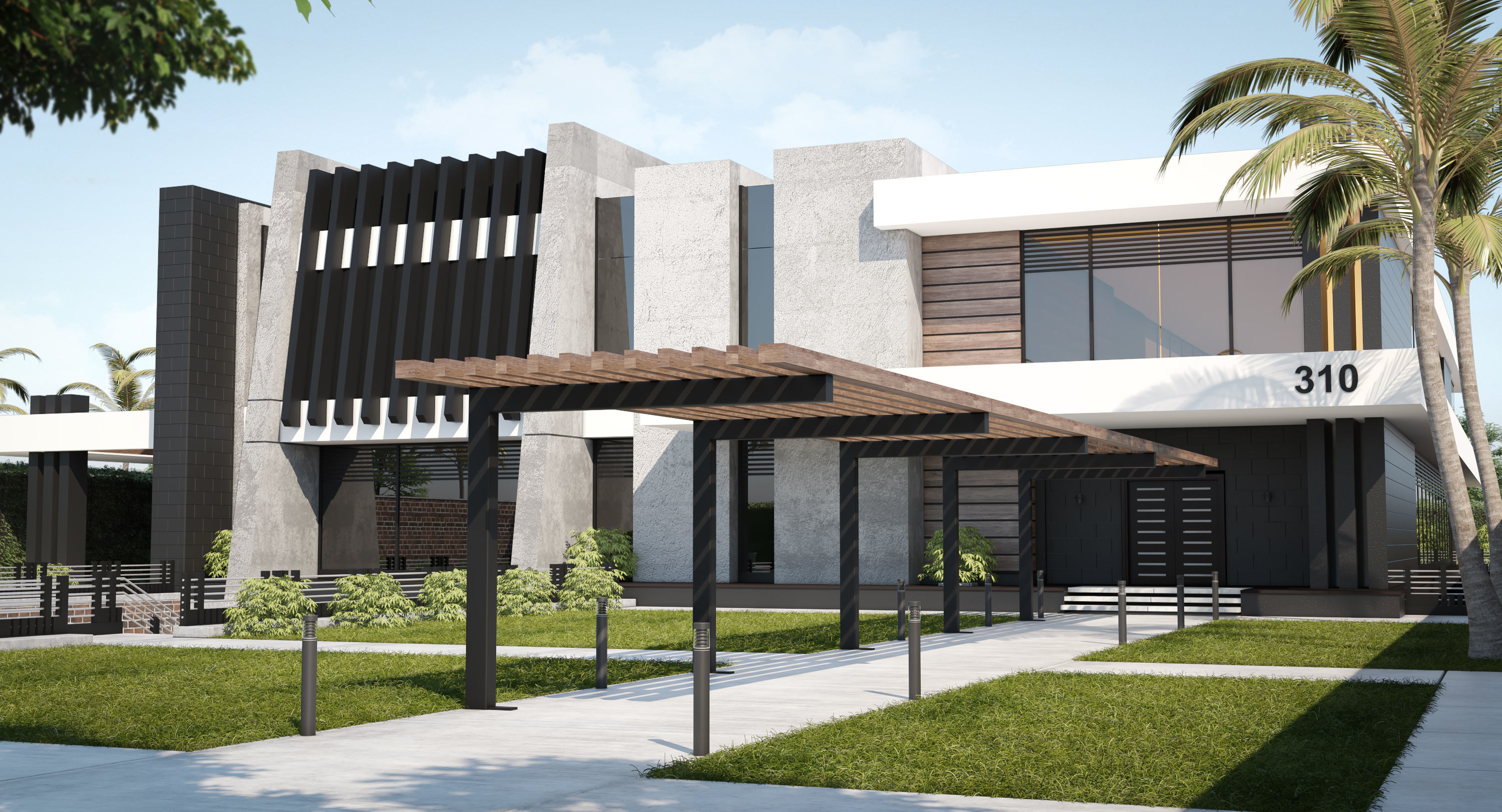 Modern House 01 - villa 3D model 3D model Free 3D model_4