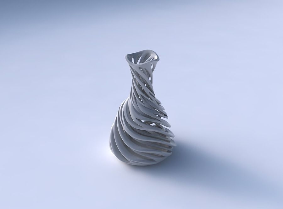 Vase thin neck with intertwining lines very twisted and taper... 3D print model_3