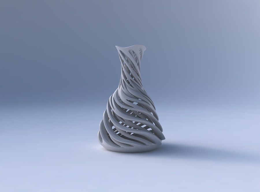 Vase thin neck with intertwining lines very twisted and taper... 3D print model_4