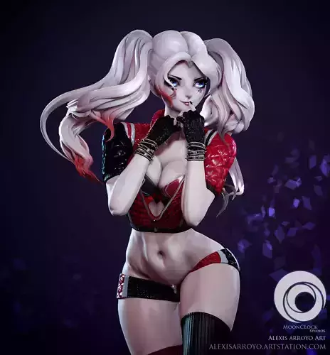 Harley Quinn Comic Based Diorama 3D print model 3D print model