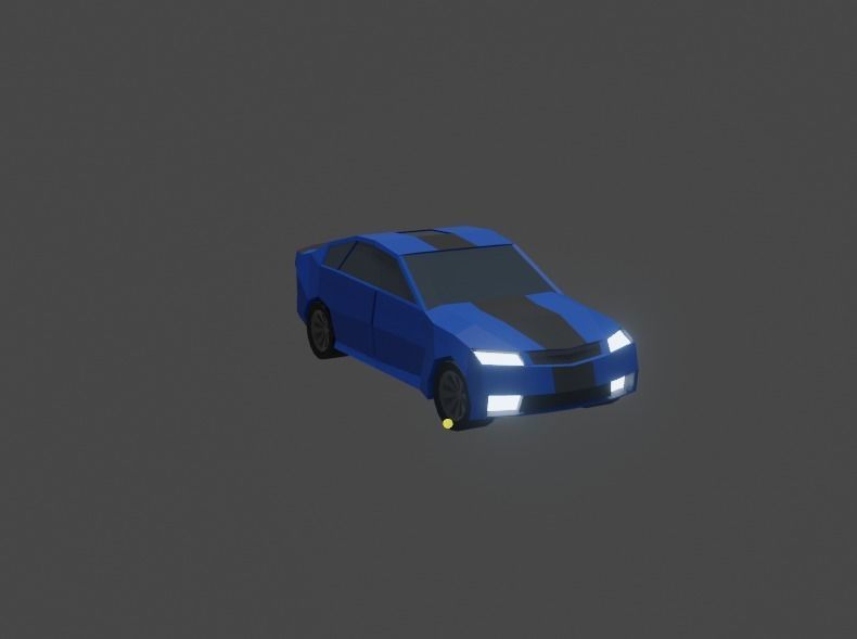 Low poly blue car made with blender Low-poly 3D model_1