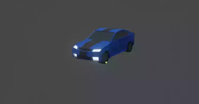 Low poly blue car made with blender Low-poly 3D model