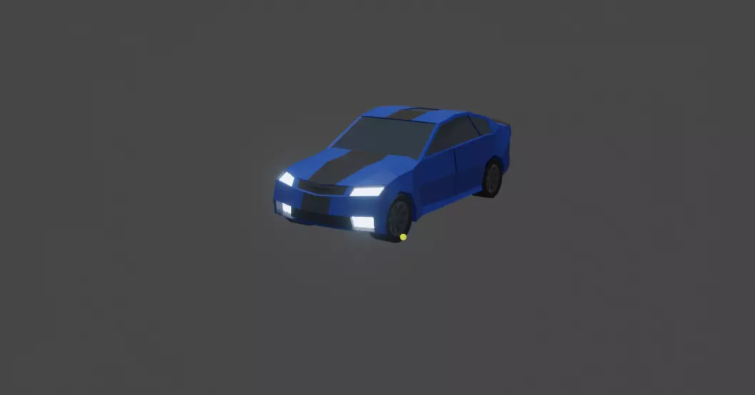 Low poly blue car made with blender Low-poly 3D model_0