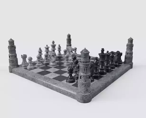 Chess set with towers