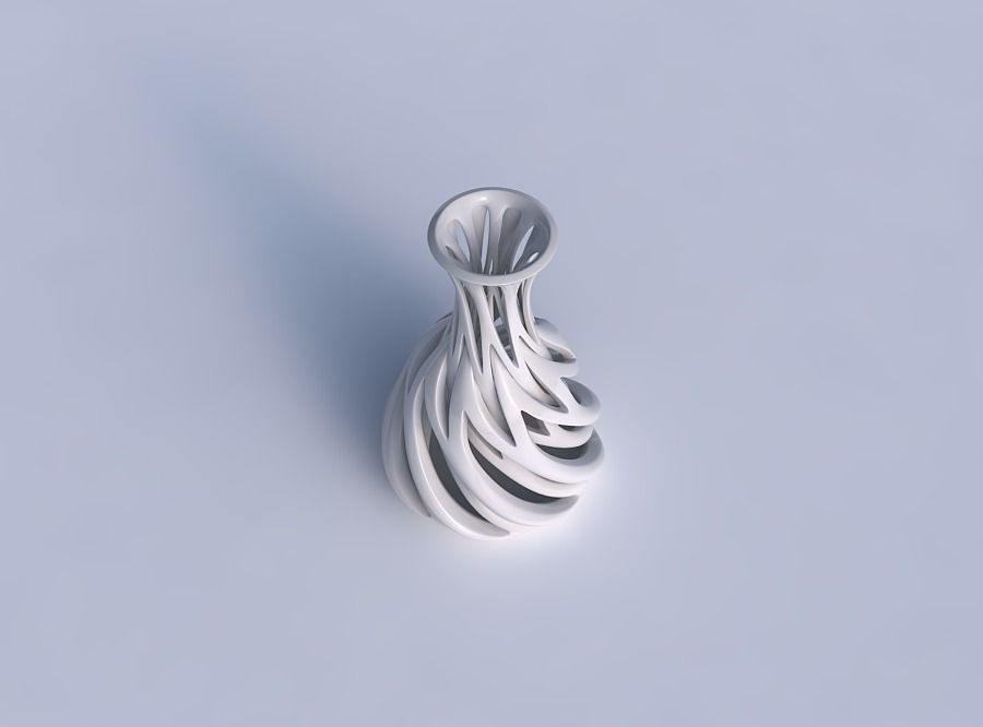Vase thin neck with intertwining lines twisted and tapered 2 3D print model_1
