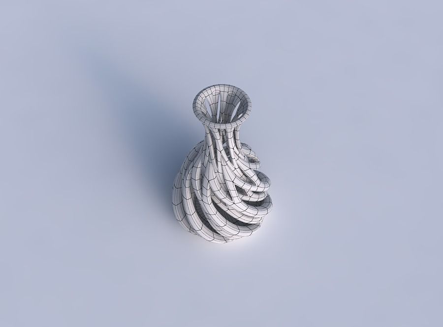 Vase thin neck with intertwining lines twisted and tapered 2 3D print model_6