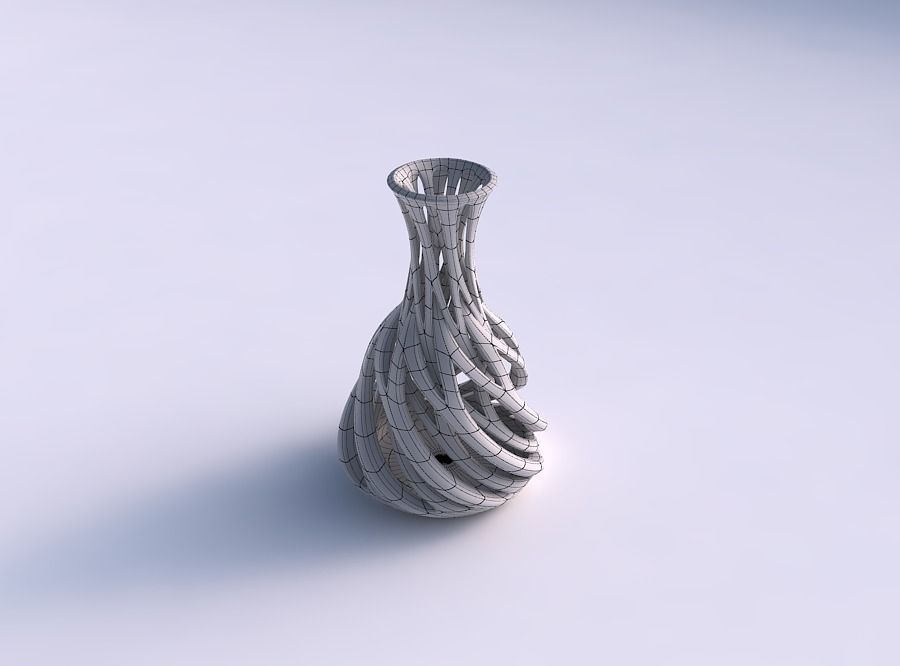 Vase thin neck with intertwining lines twisted and tapered 2 3D print model_5