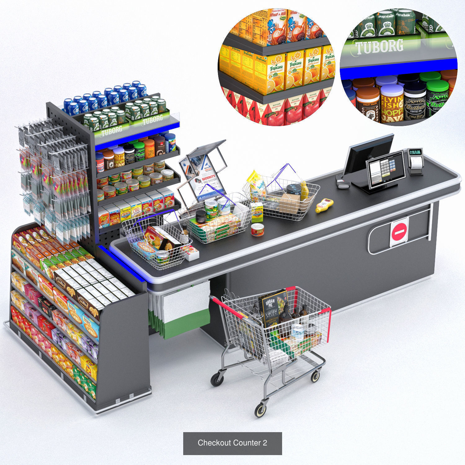 Supermarket counters 3D Model Collection_3