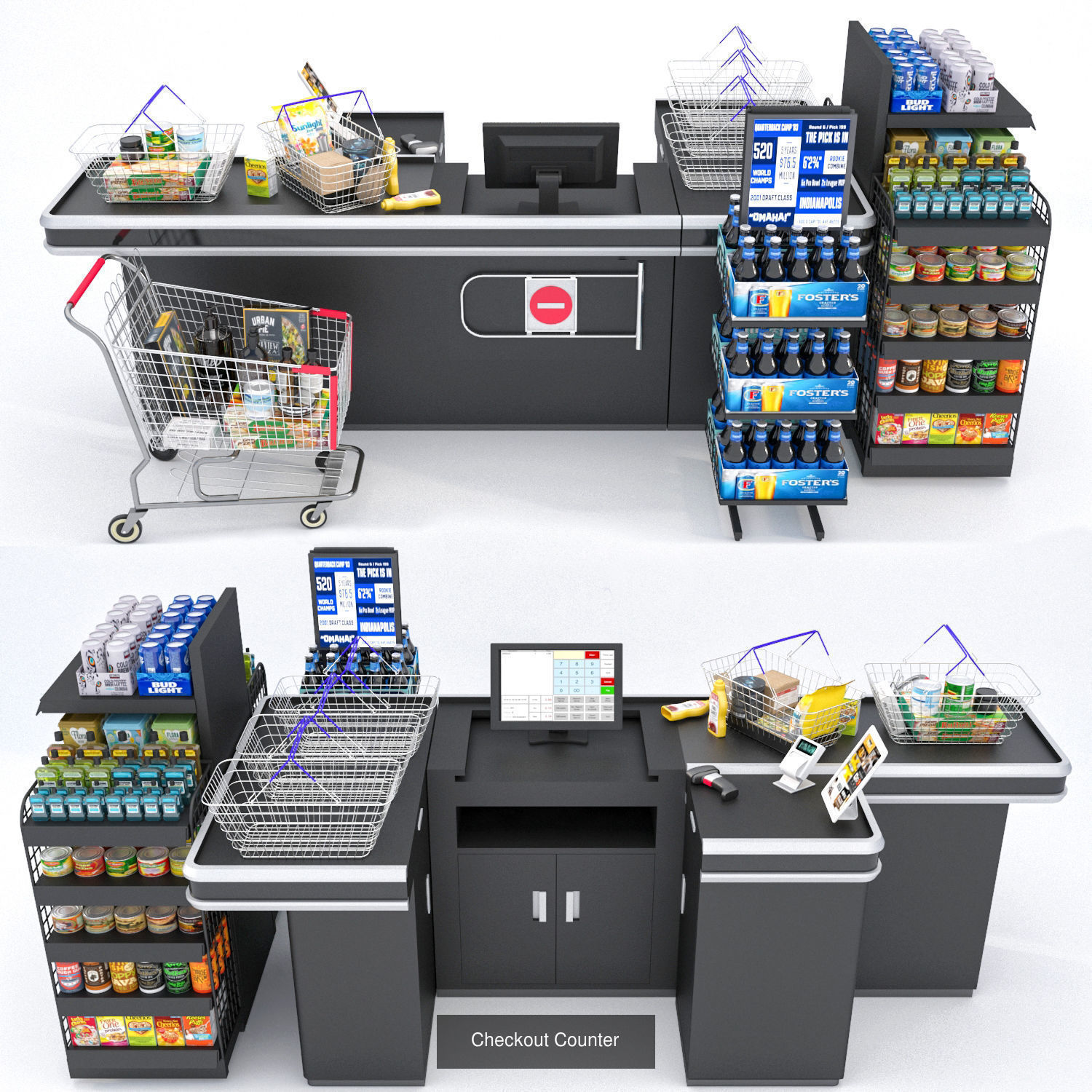Supermarket counters 3D Model Collection_2