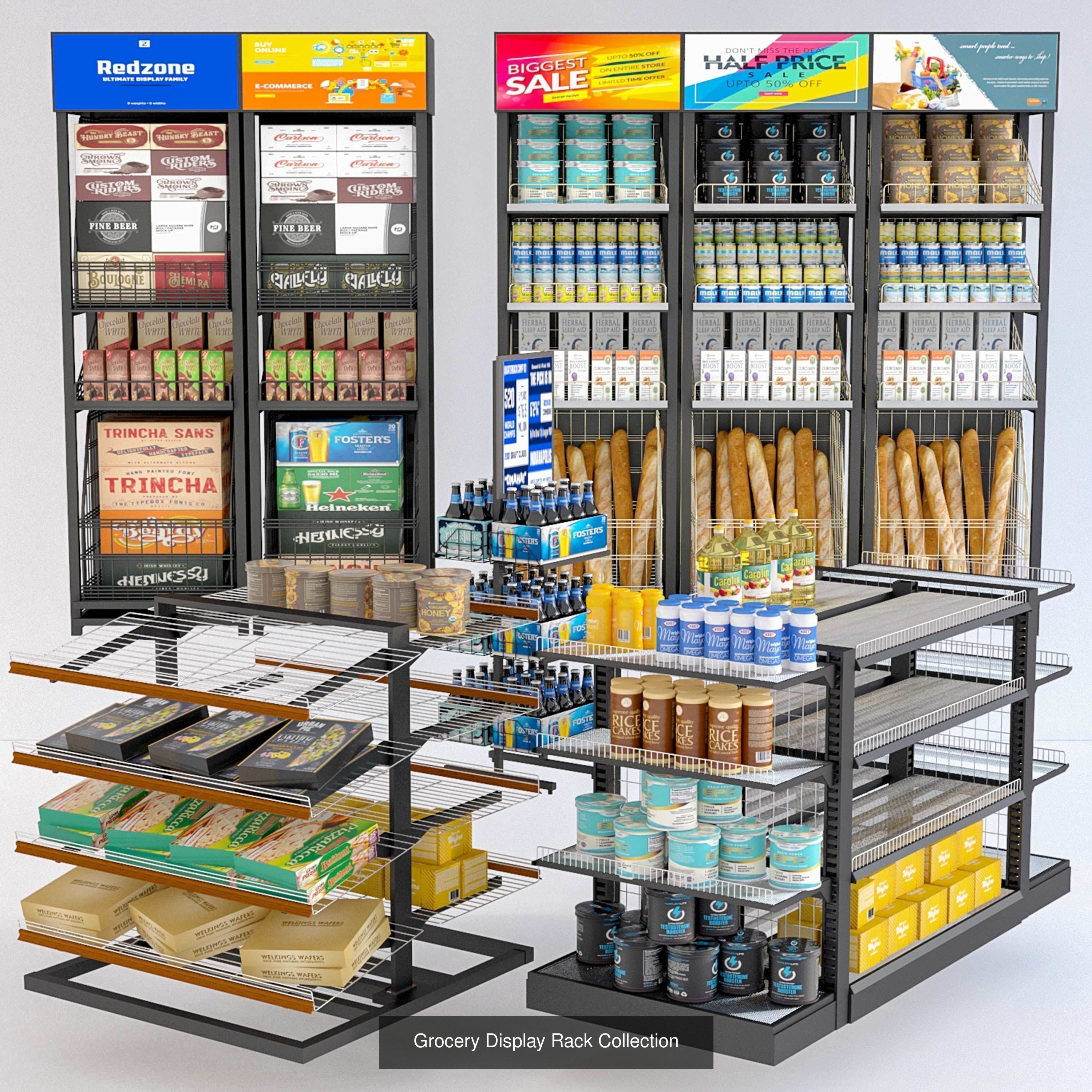 Supermarket counters 3D Model Collection_1
