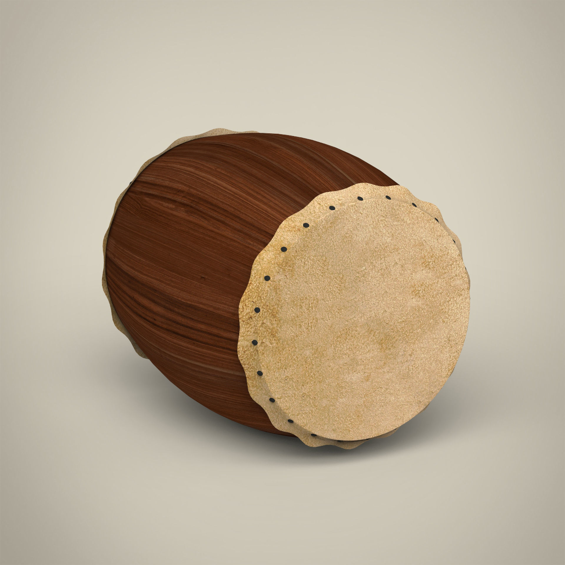 Wooden Drum 3D model_1