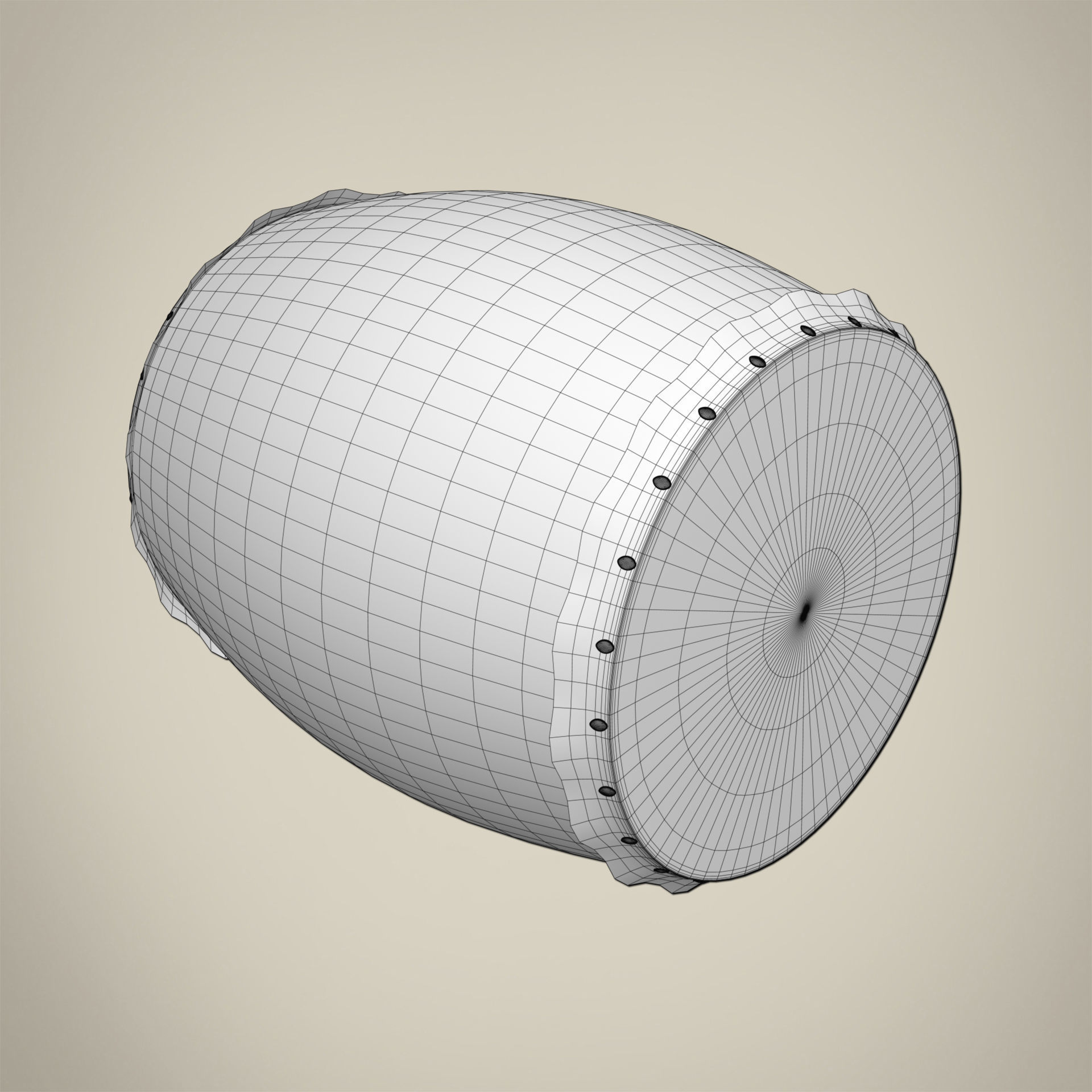 Wooden Drum 3D model_5