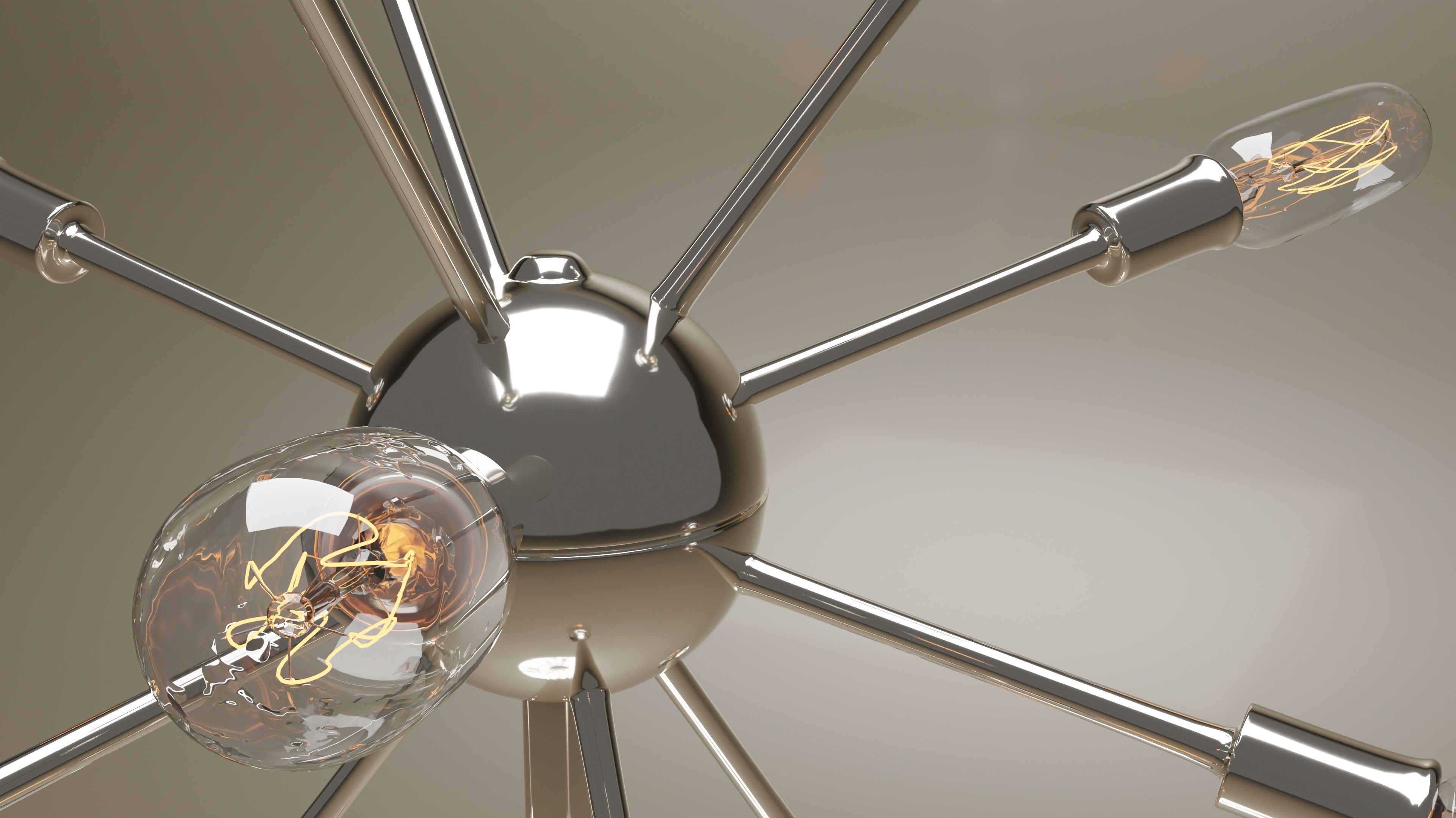 Retro Sputnik Lamp High Poly 3D model_1