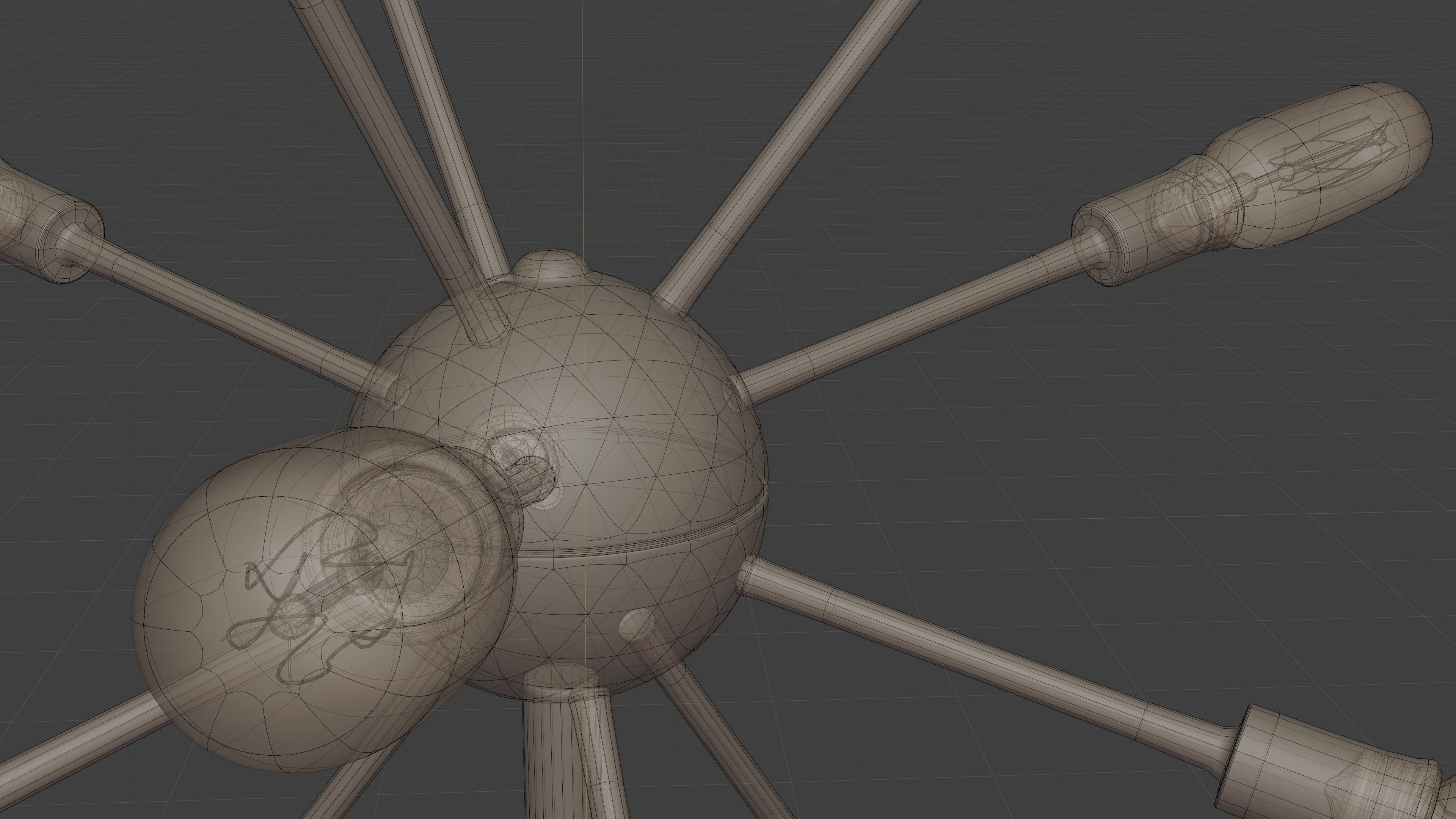 Retro Sputnik Lamp High Poly 3D model_2