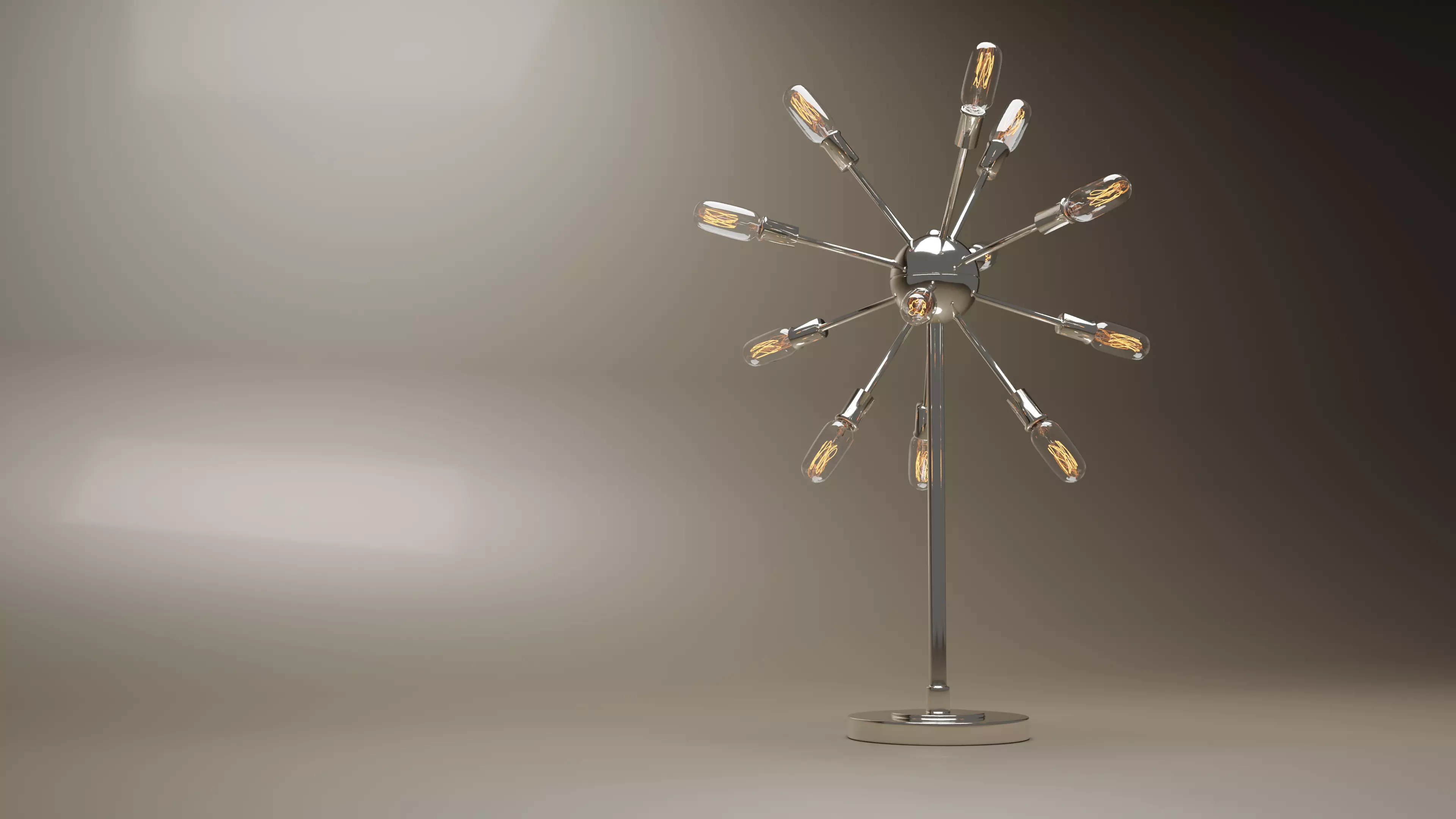 Retro Sputnik Lamp High Poly 3D model_0