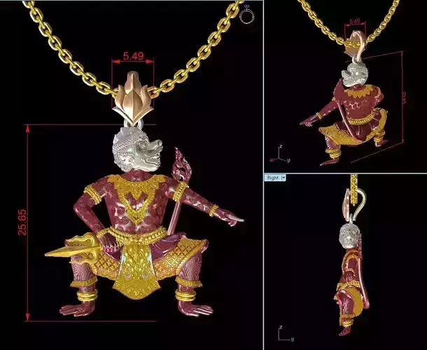 Pendant Hanuman Khmer 3D print model