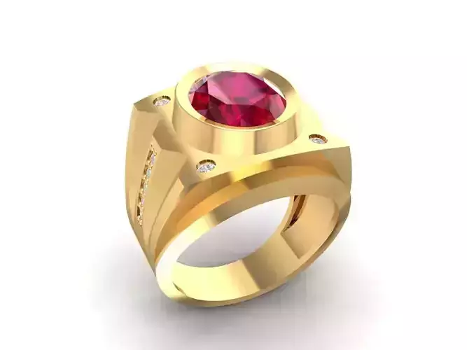Ruby Gemstone Men Ring 3D Model  2022