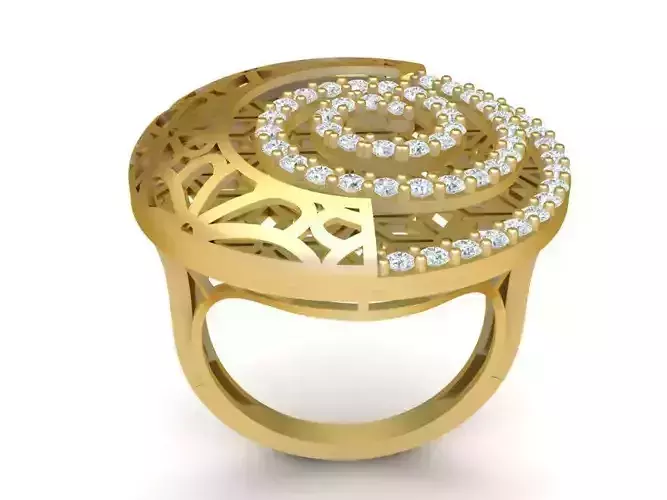 Filigree Spiral Diamond Gold Cocktail Ring 2037
