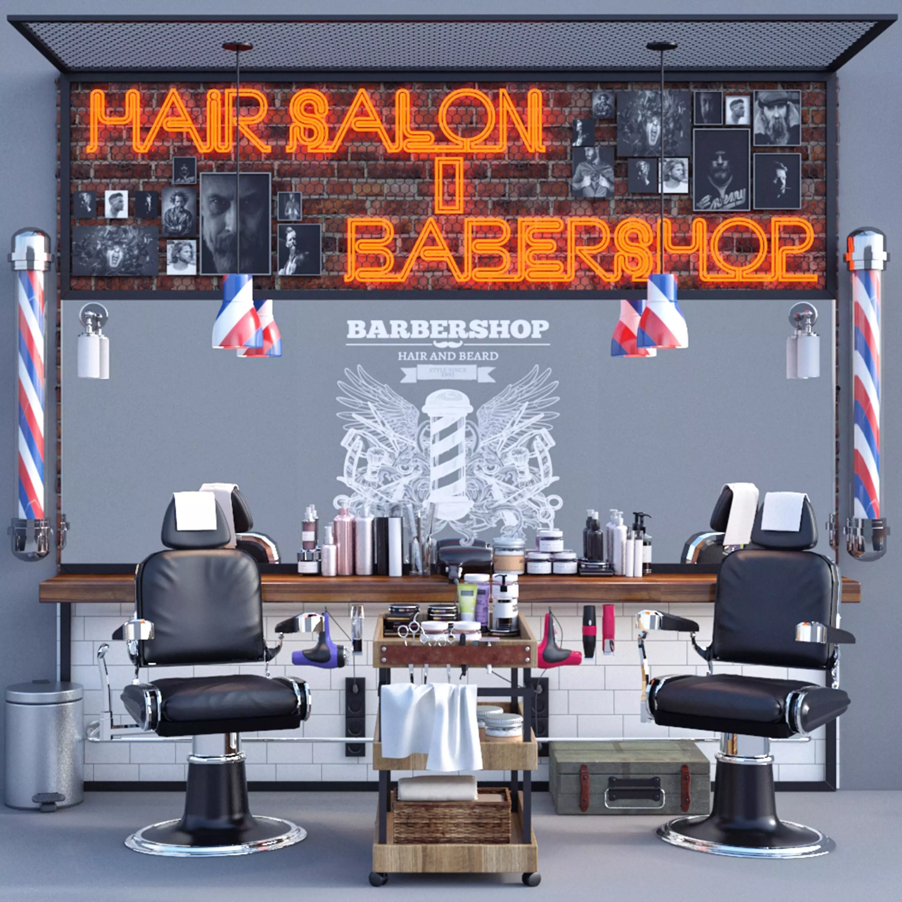 Barber Shop 3D model_0