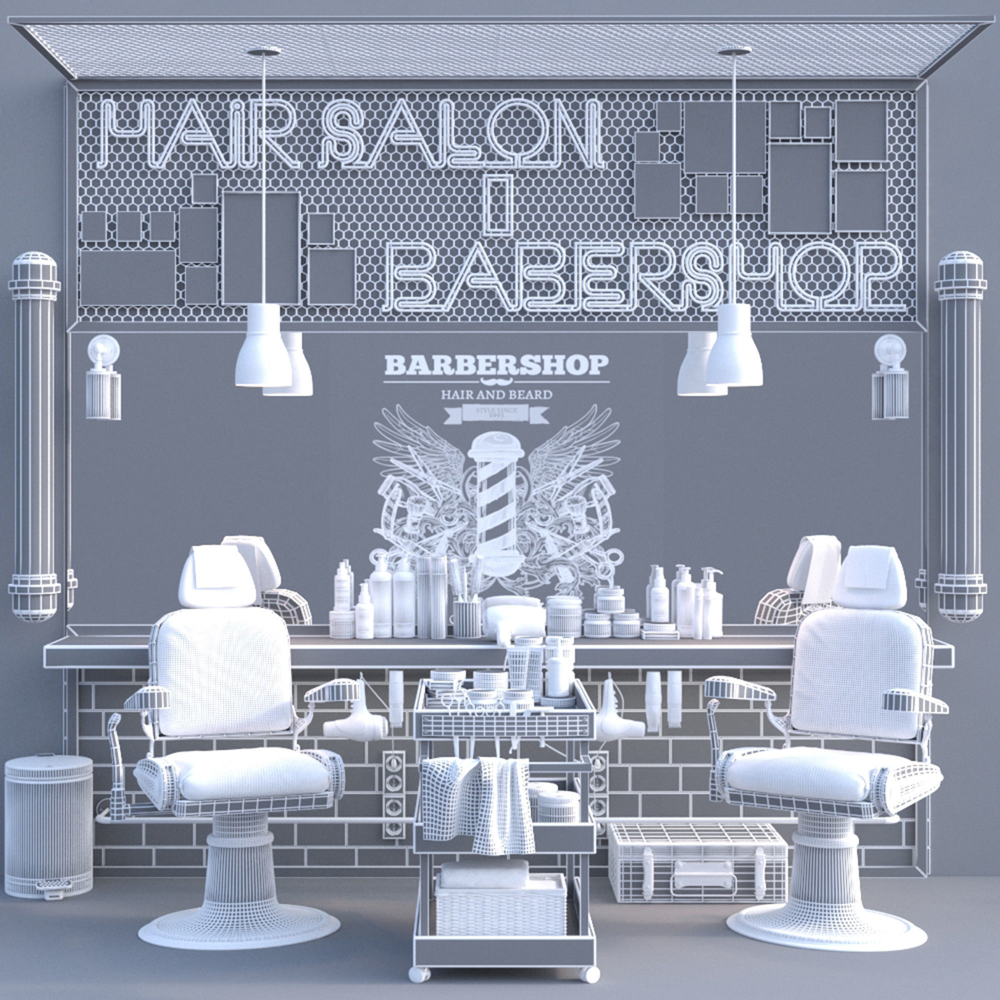 Barber Shop 3D model_2