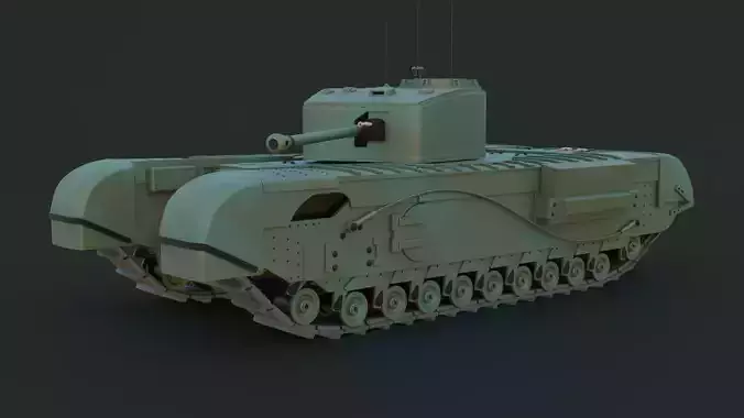Churchill Tank - WW2 Infantry Support  - Blender Rigged