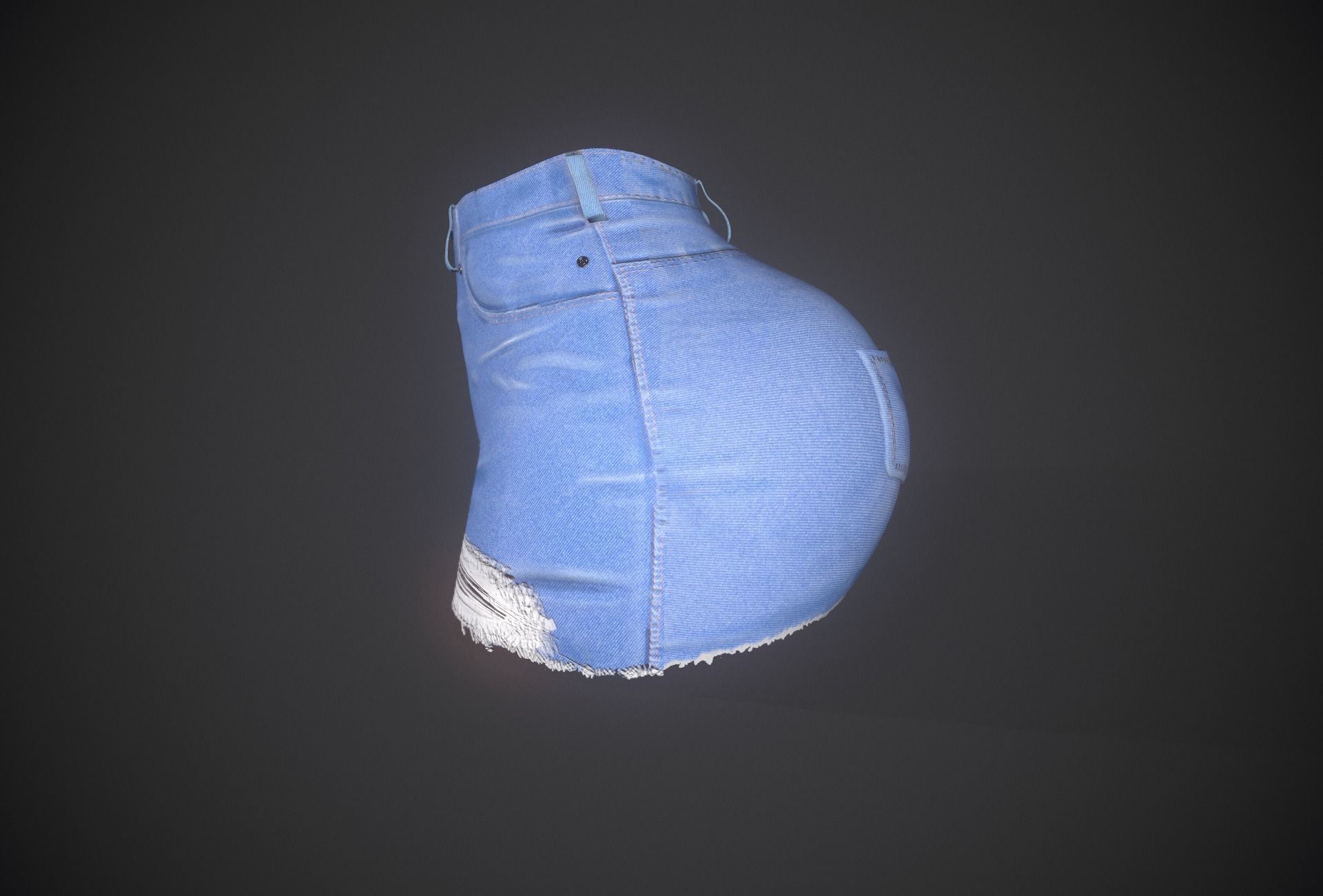 Ripped Jean short  Low-poly 3D model_3