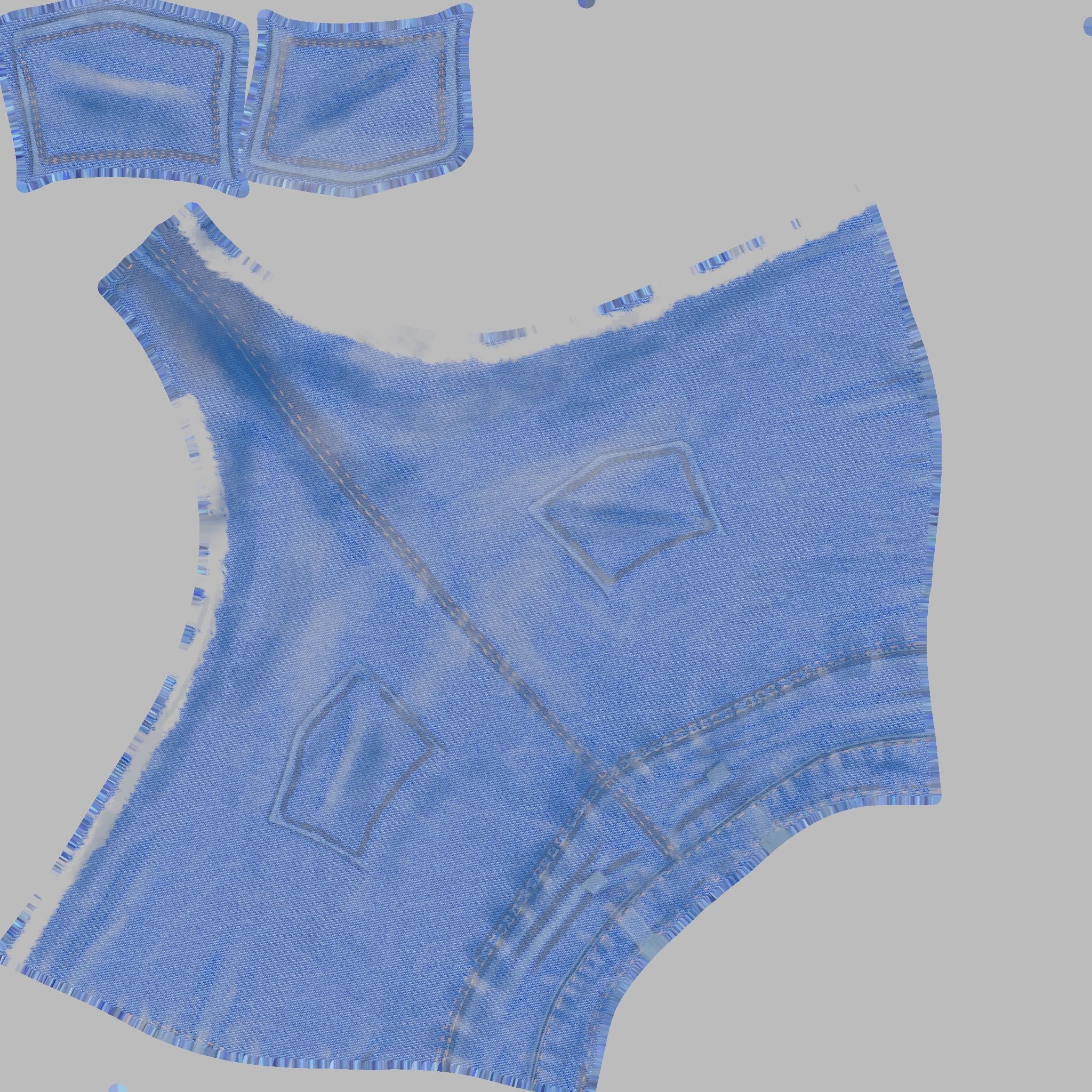 Ripped Jean short  Low-poly 3D model_5