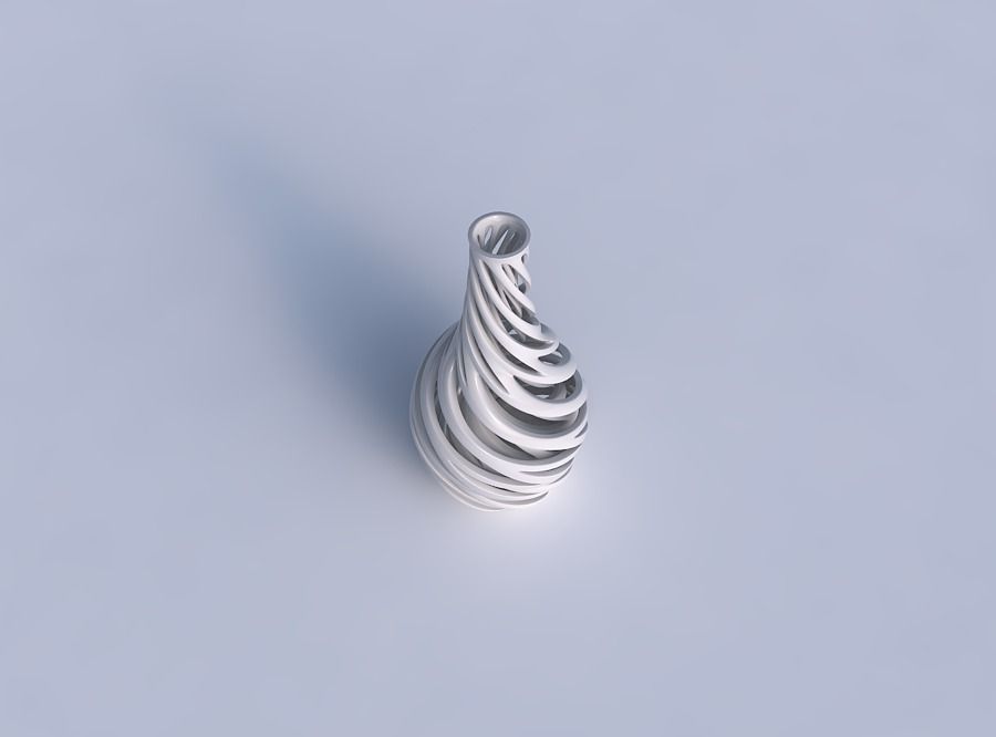 Vase taper squeezed neck with two layerd lattice very twisted 3D print model_1