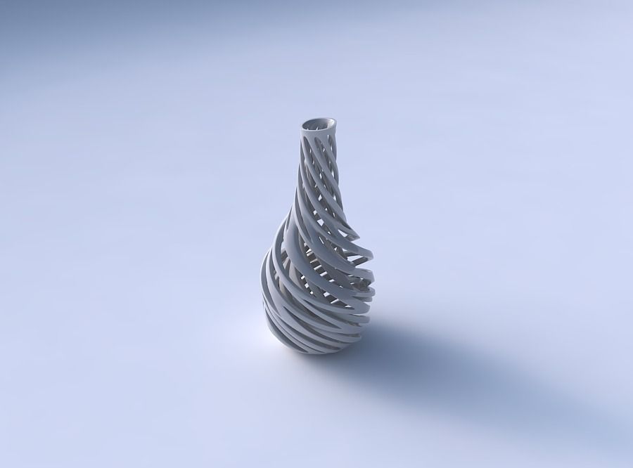 Vase taper squeezed neck with two layerd lattice very twisted... 3D print model_3