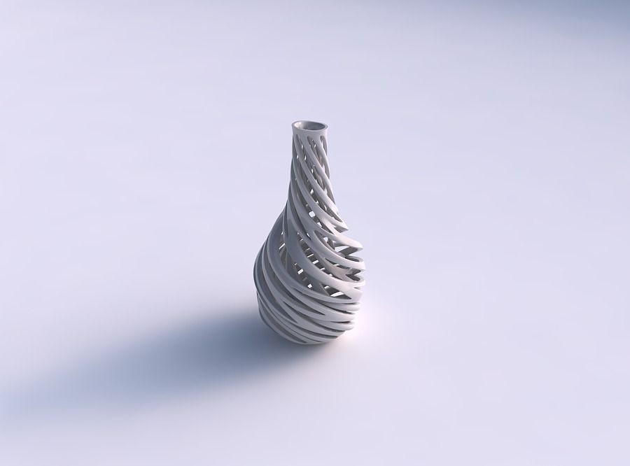 Vase taper squeezed neck with two layerd lattice very twisted... 3D print model_0