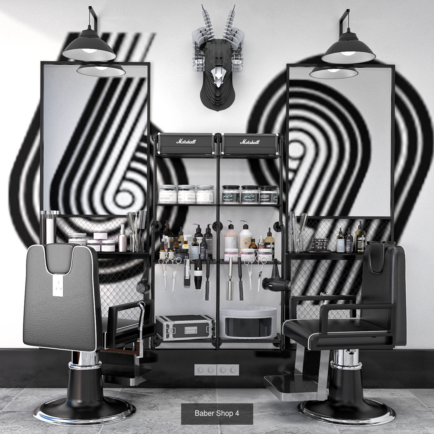 Barber Shop 3D Model Collection_4