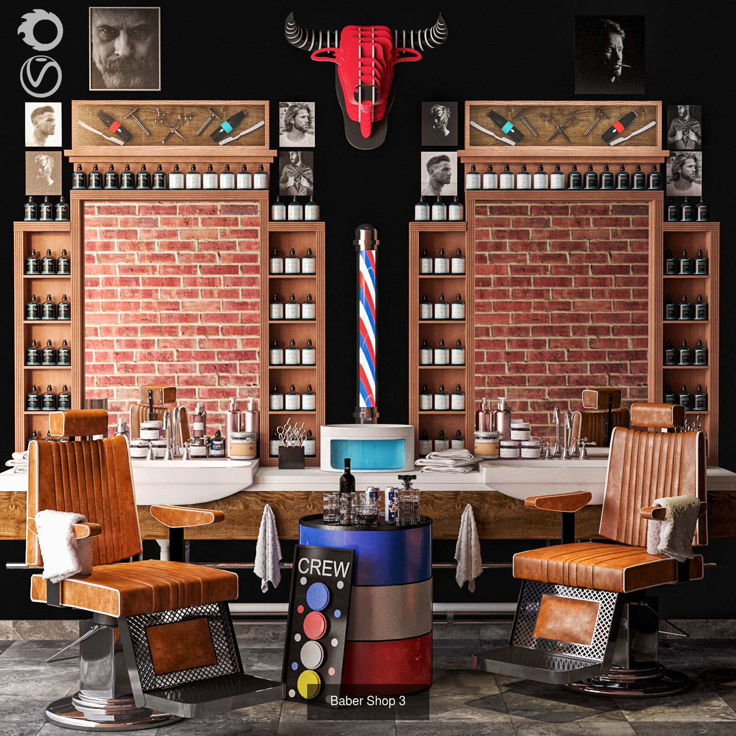 Barber Shop 3D Model Collection_3