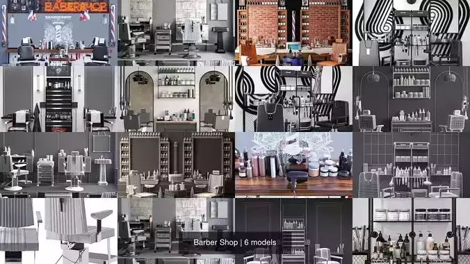 Barber Shop 3D Model Collection