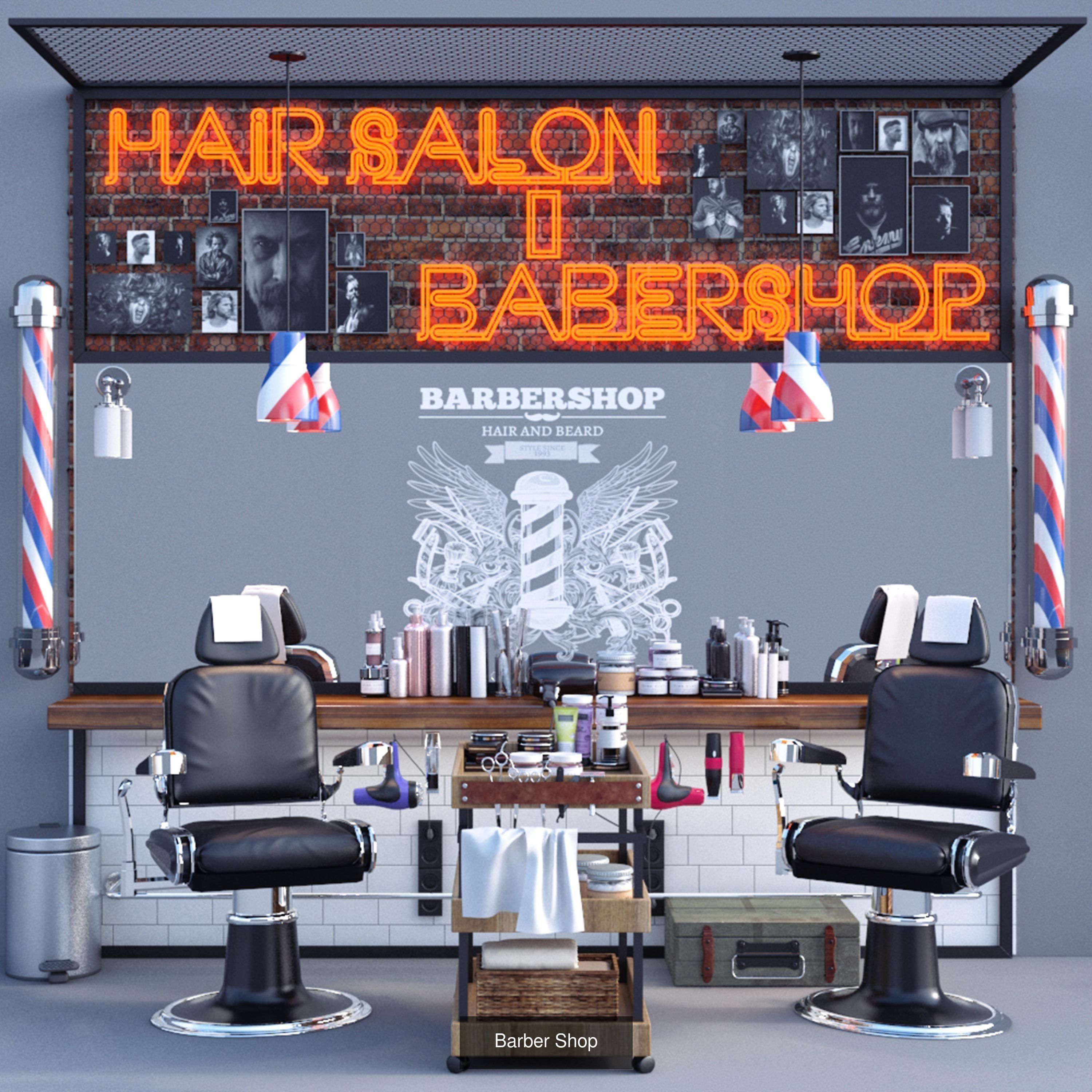 Barber Shop 3D Model Collection_1