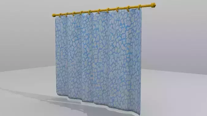 Curtains double simulations Low-poly 3D model