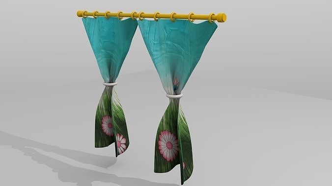Curtains double Low-poly 3D model