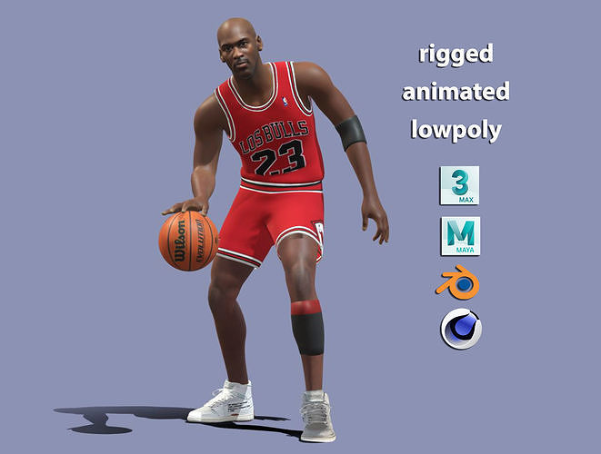 3D Rigged Michael Jordan NBA legend Low-poly 3D model