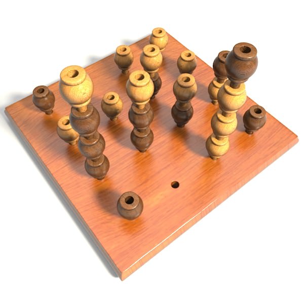 Gomoku 3D wooden chess board 3D model_2
