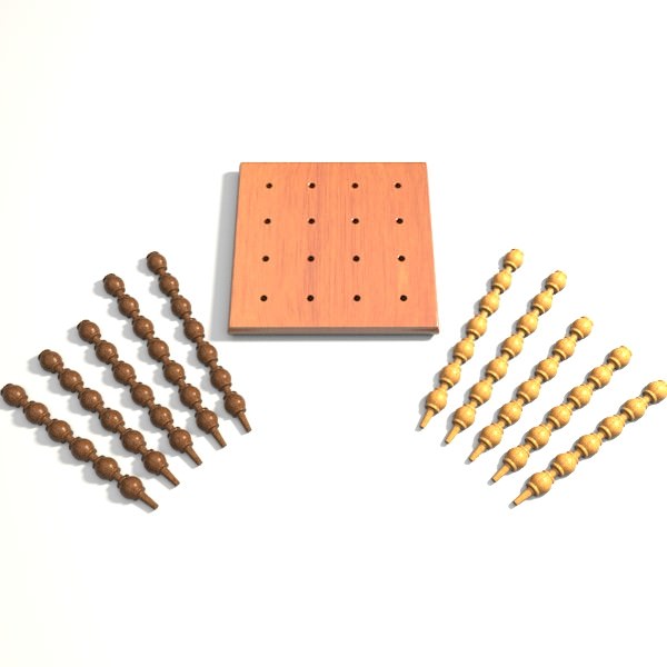 Gomoku 3D wooden chess board 3D model_3