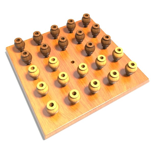 Gomoku 3D wooden chess board 3D model_1