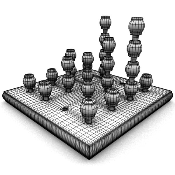 Gomoku 3D wooden chess board 3D model_4