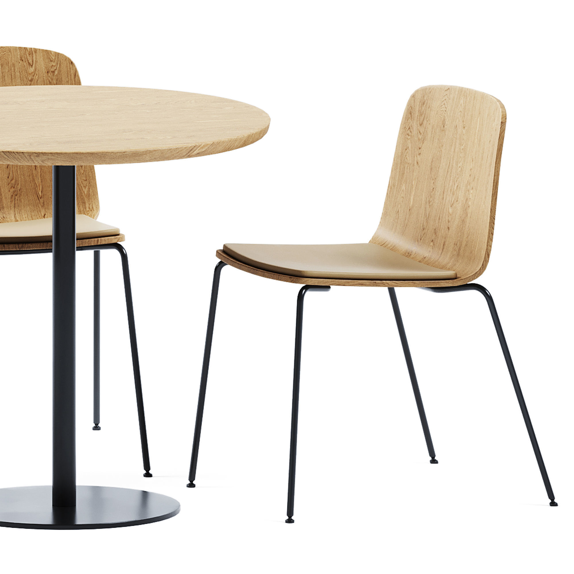 Table Sarek by Boln and Wooden Chair Rama by Kristalia 3D model_4