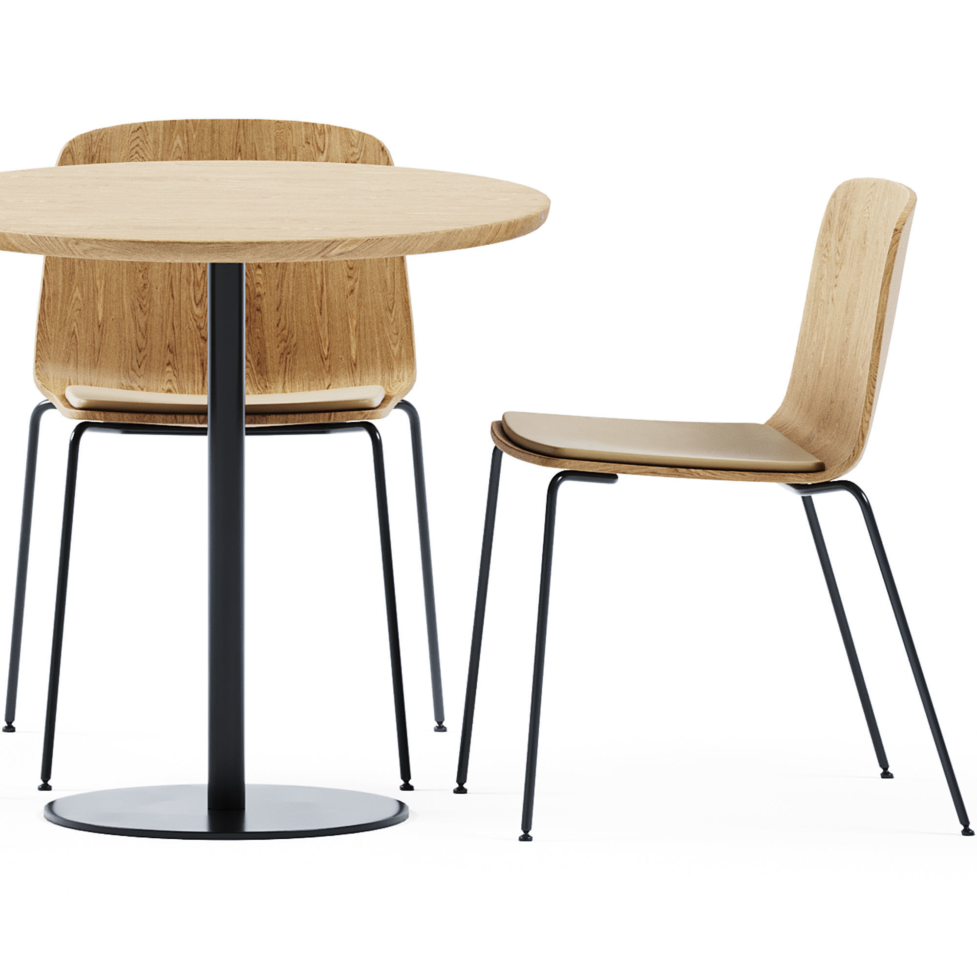 Table Sarek by Boln and Wooden Chair Rama by Kristalia 3D model_3