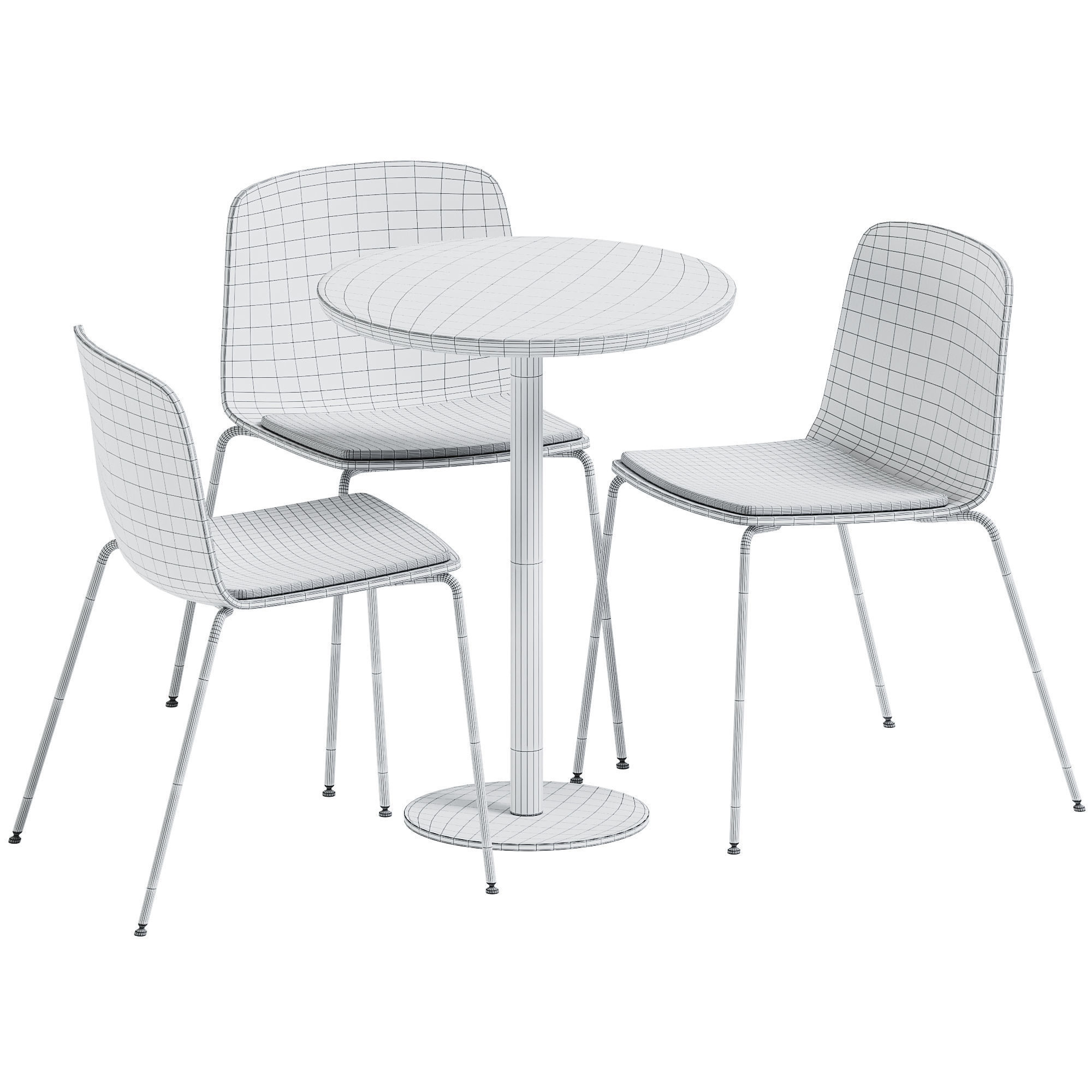 Easy Mix and Fix Table by Ton and Wooden Chair Rama by Kristalia 3D model_3