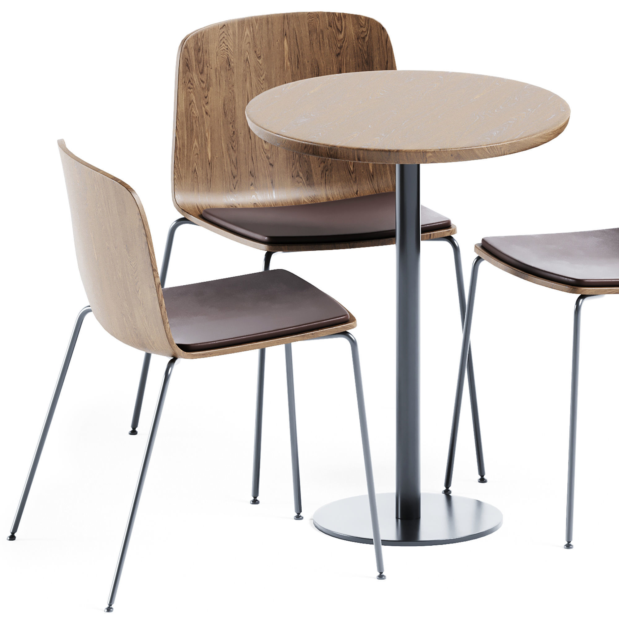 Easy Mix and Fix Table by Ton and Wooden Chair Rama by Kristalia 3D model_1