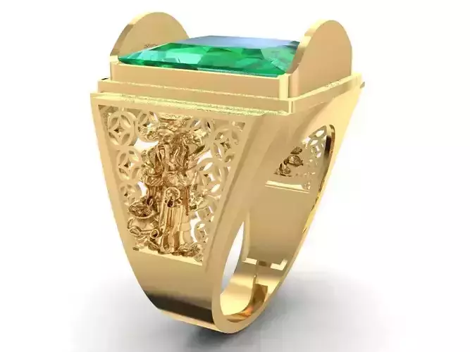 Luxury Square Emerald Gemstone Ring for Men  214