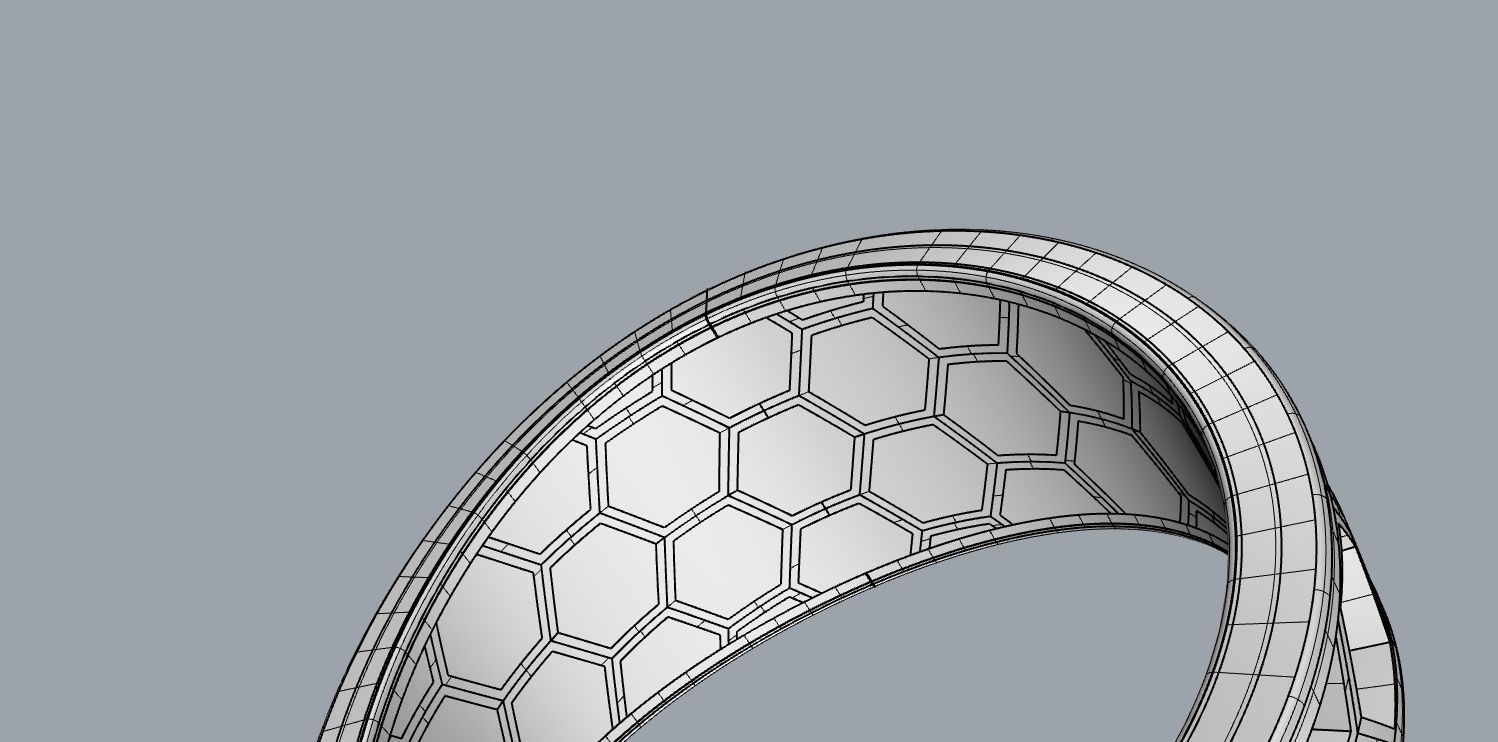 Honeycomb ring 3D print model_10