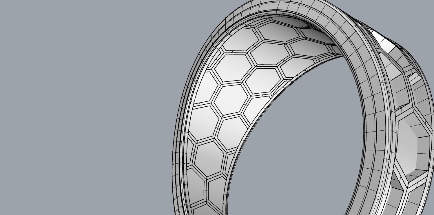 Honeycomb ring 3D print model_9