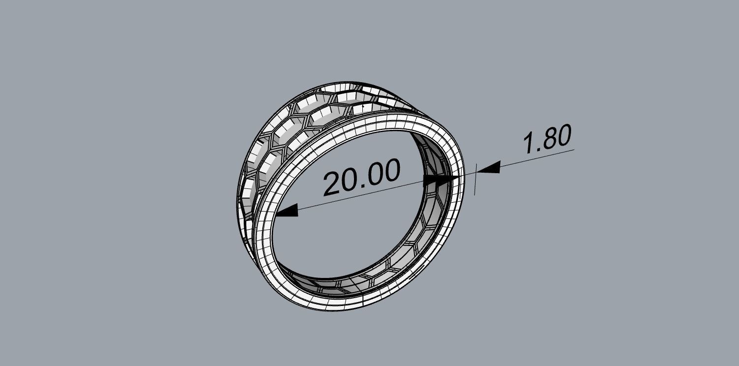 Honeycomb ring 3D print model_3